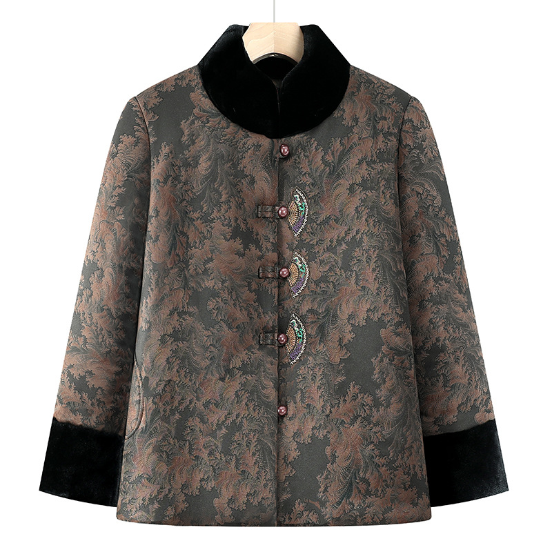 中老年人冬装奶奶棉衣加绒加厚时尚老太太唐装棉服妈妈款棉袄